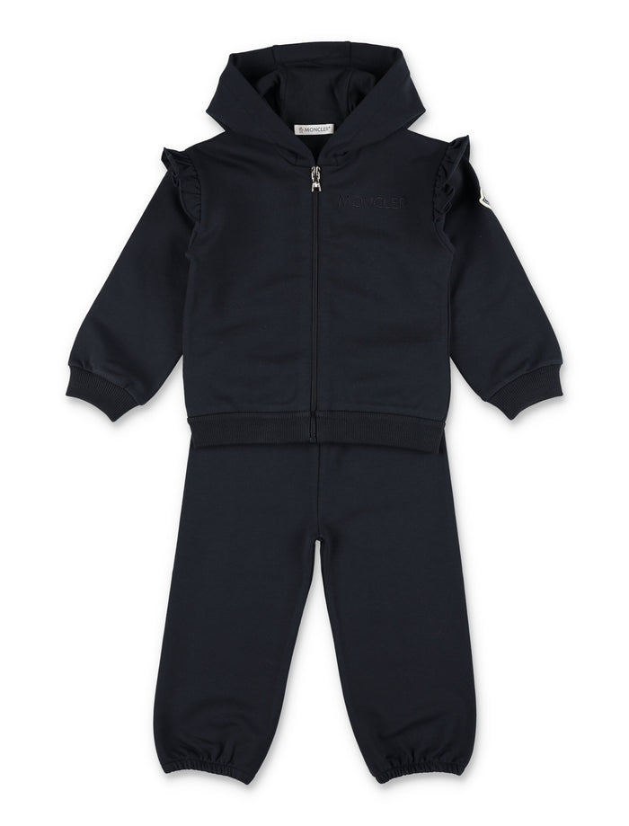 Moncler ruffle tracksuit set foe baby Navy Cotton