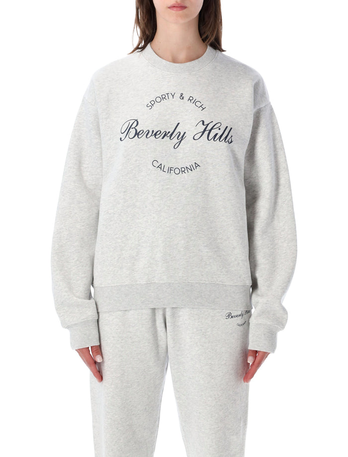 Sporty & Rich Beverly Hills Crewneck Sweatshirt Heater Grey Cotton