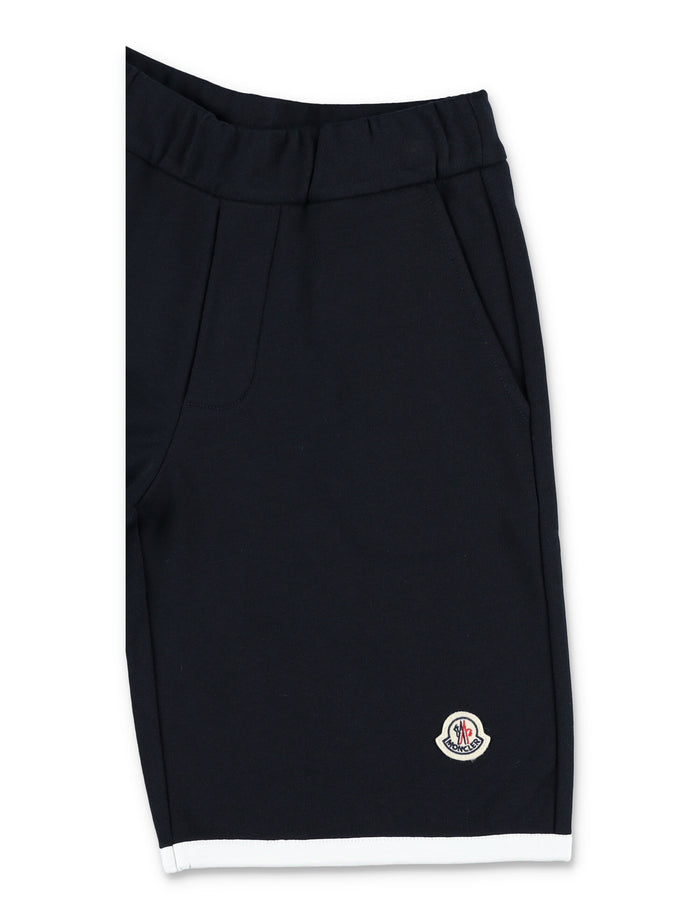 Moncler cotton jersey shorts for boys Navy
