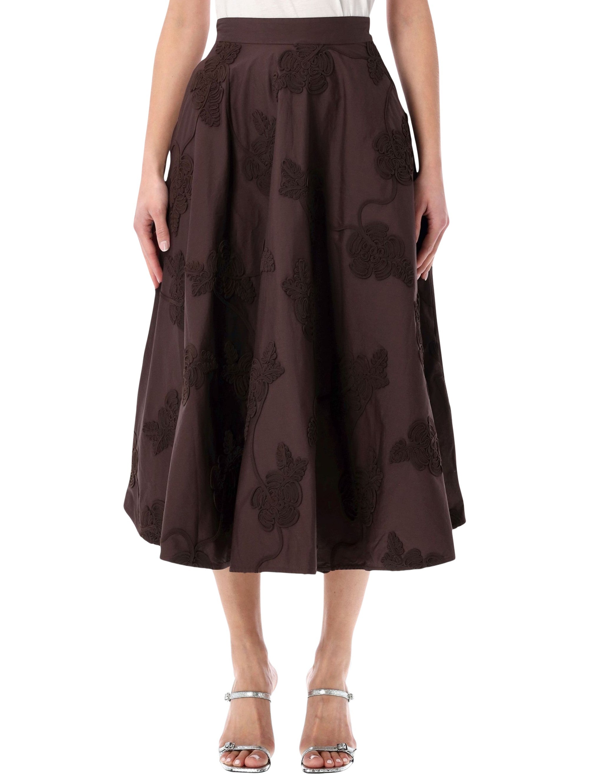 Rotate brown floral maxi skirt Mole Cotton