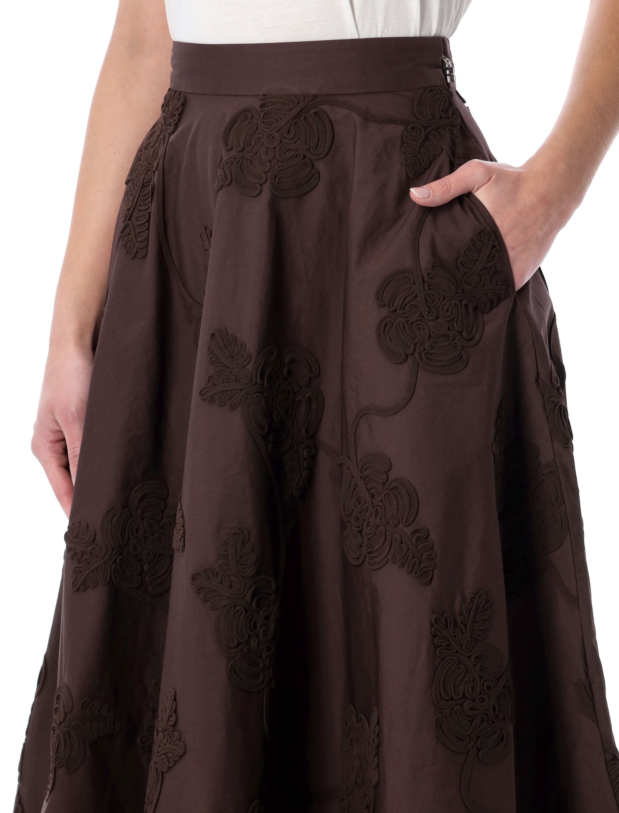 Rotate brown floral maxi skirt Mole Cotton