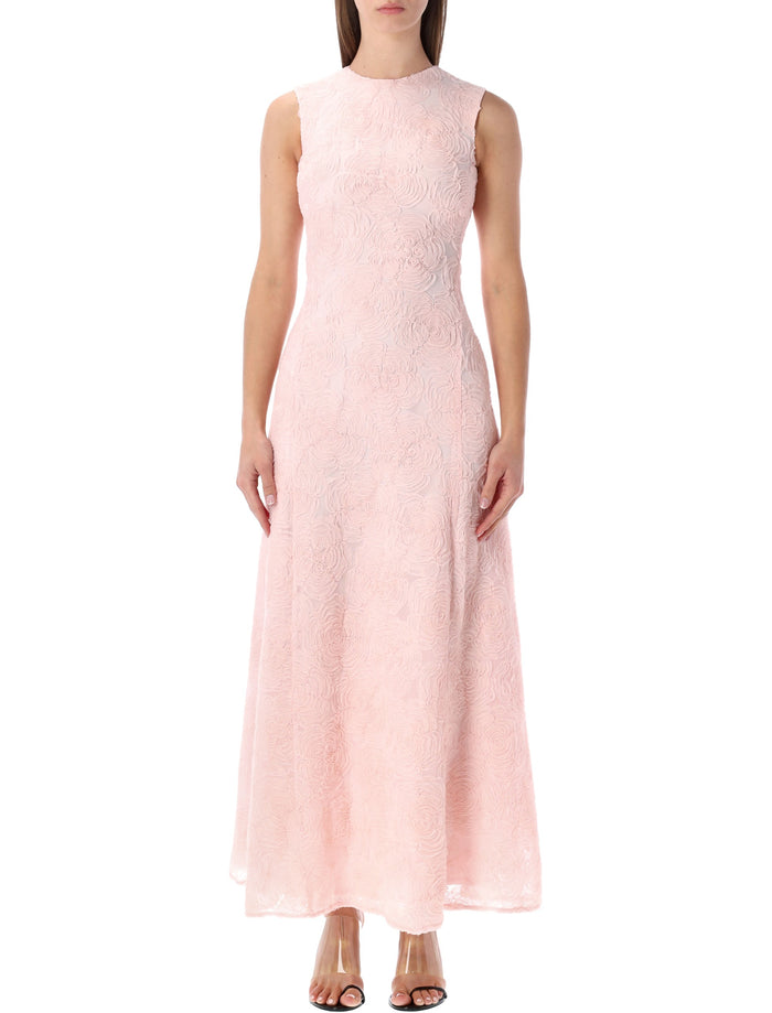 Rotate Pink Embroidered Mesh Maxi Dress Orchid Ice Recycled Polyester