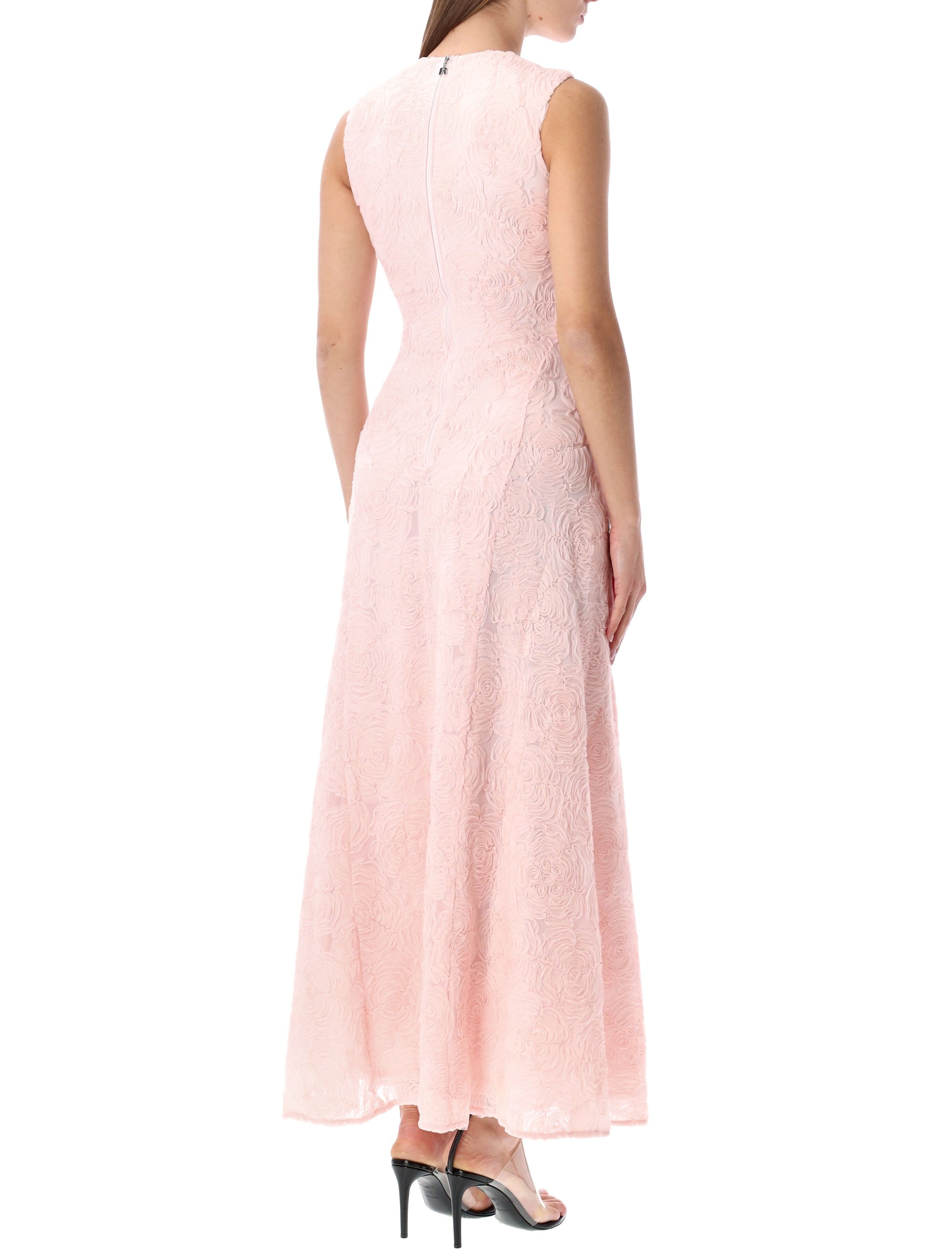 Rotate pink embroidered mesh maxi dress Orchid Ice Recycled Polyester