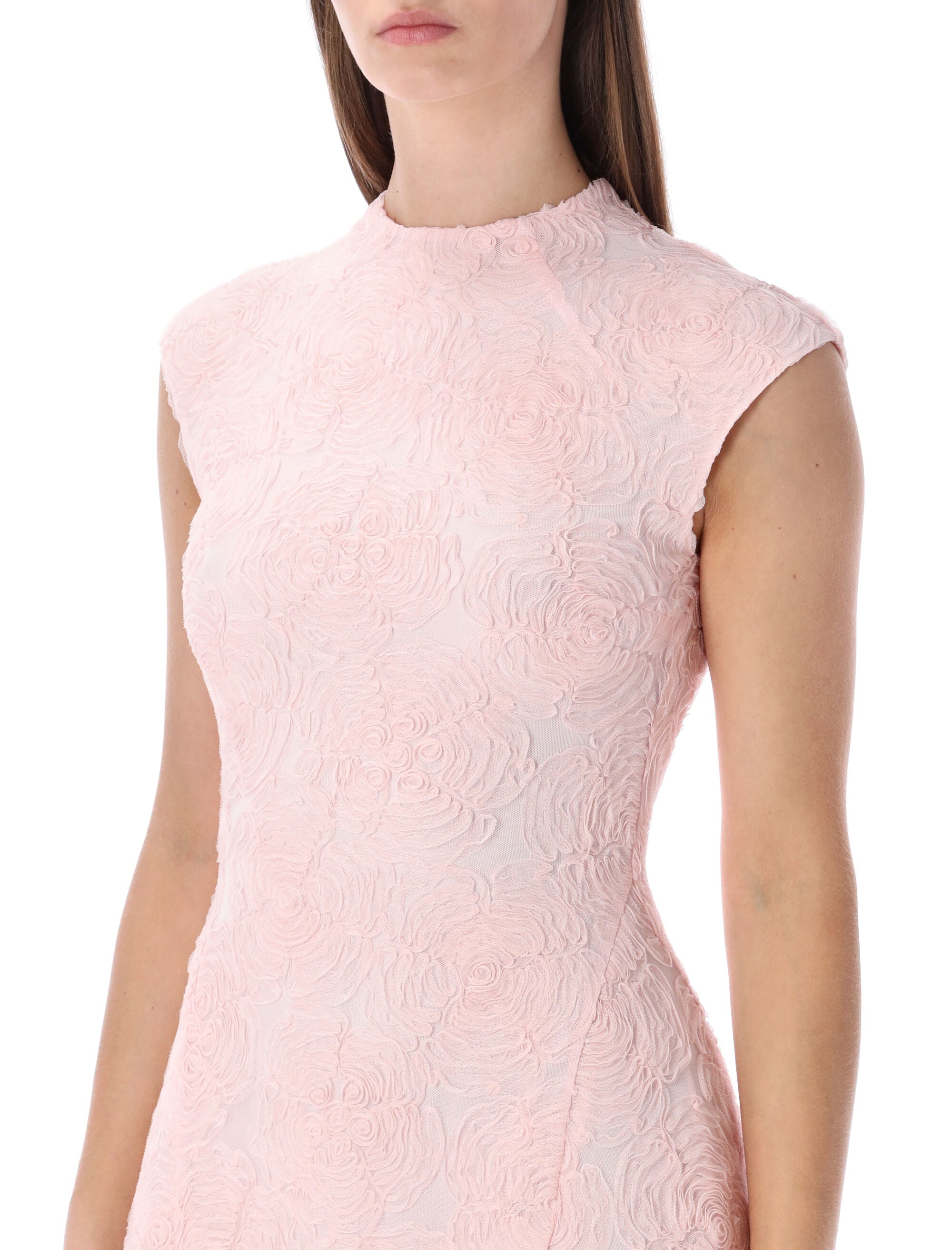 Rotate pink embroidered mesh mini dress Orchid Ice Recycled Polyester