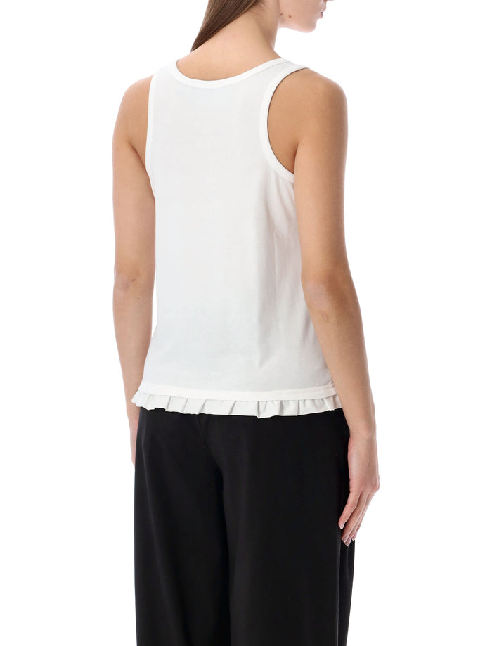 Rotate ruffle-hem cotton tank top Bright White Organic