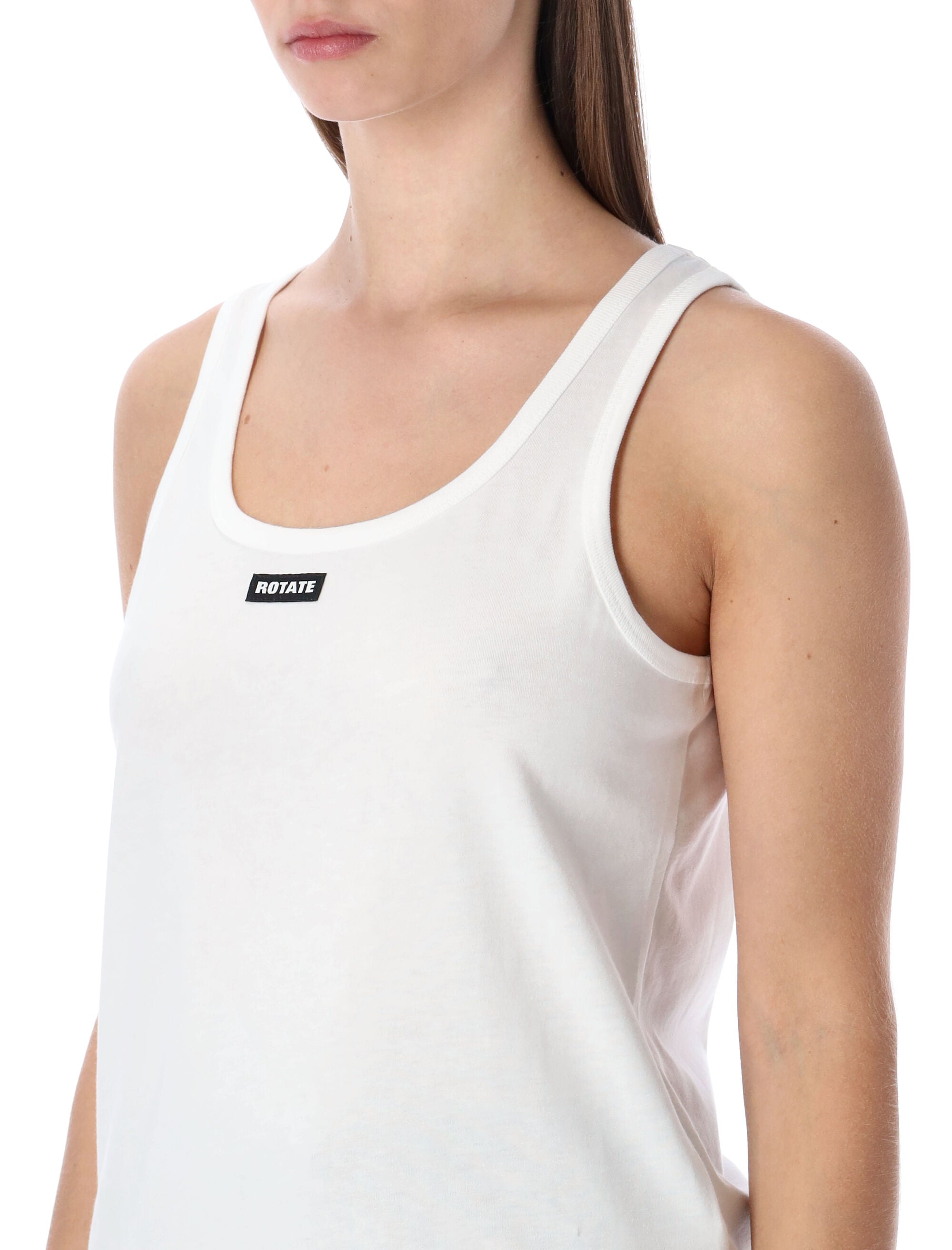 Rotate ruffle-hem cotton tank top Bright White Organic