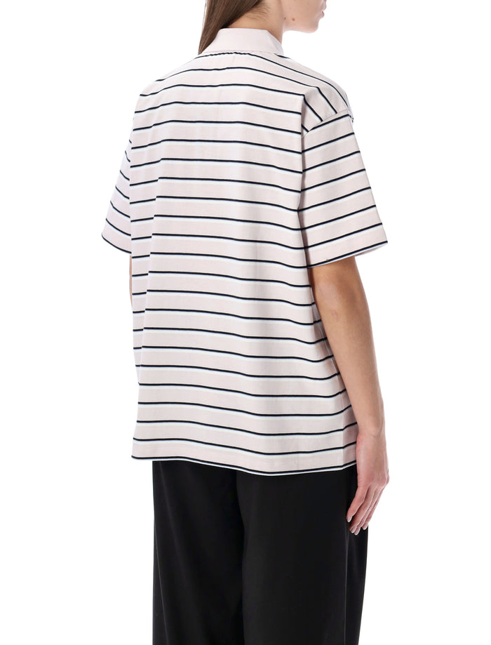 Rotate striped organic-cotton jersey polo Orchid Stripe Organic Cotton T-shirt
