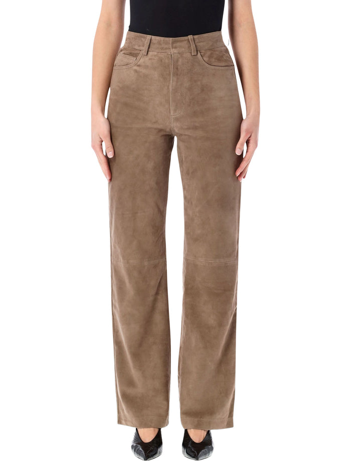 Rotate straight suede pants Morel Beige Goat