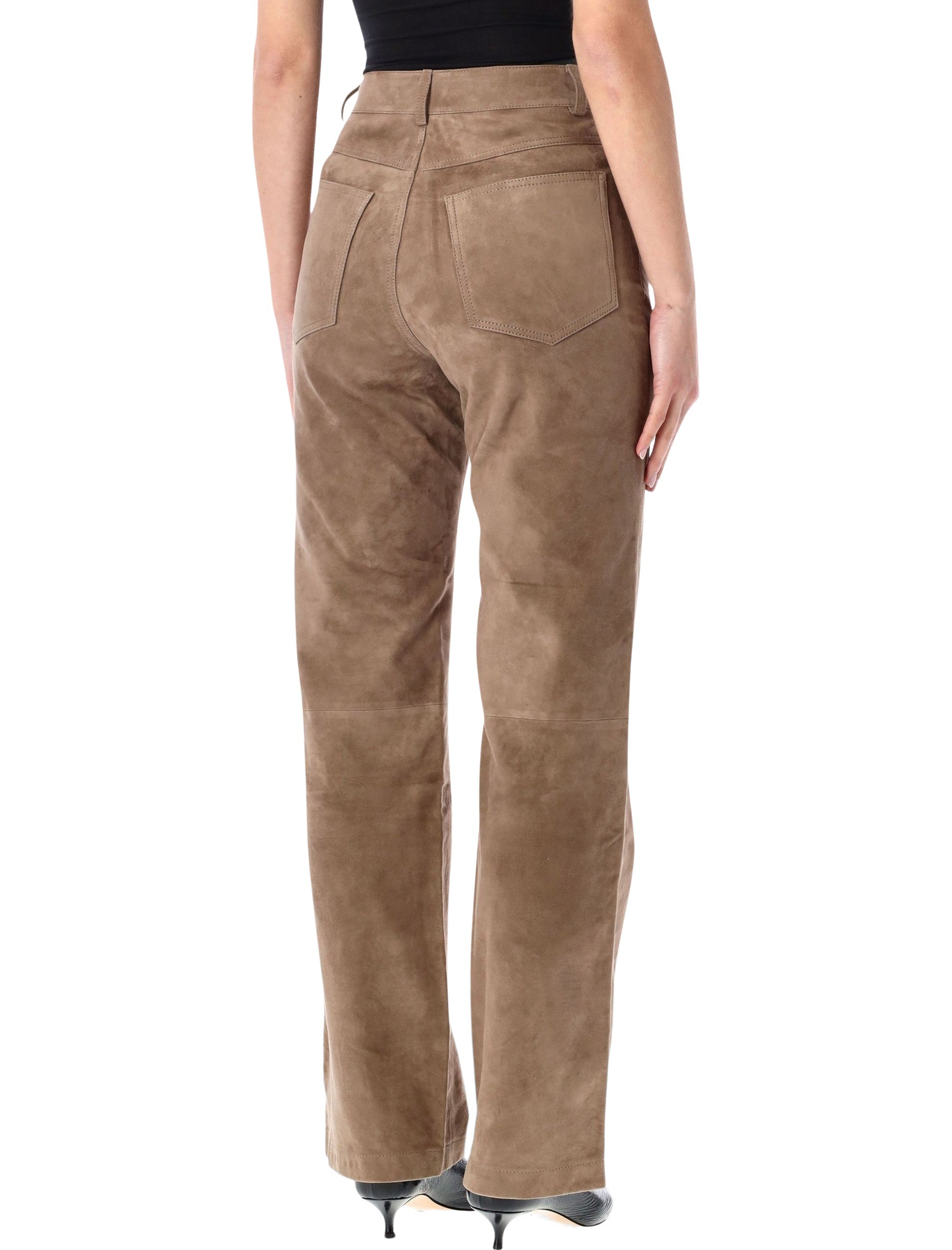 Rotate straight suede pants Morel Beige Goat