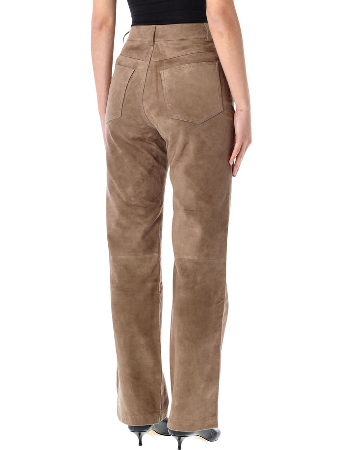 Rotate straight suede pants Morel Beige Goat