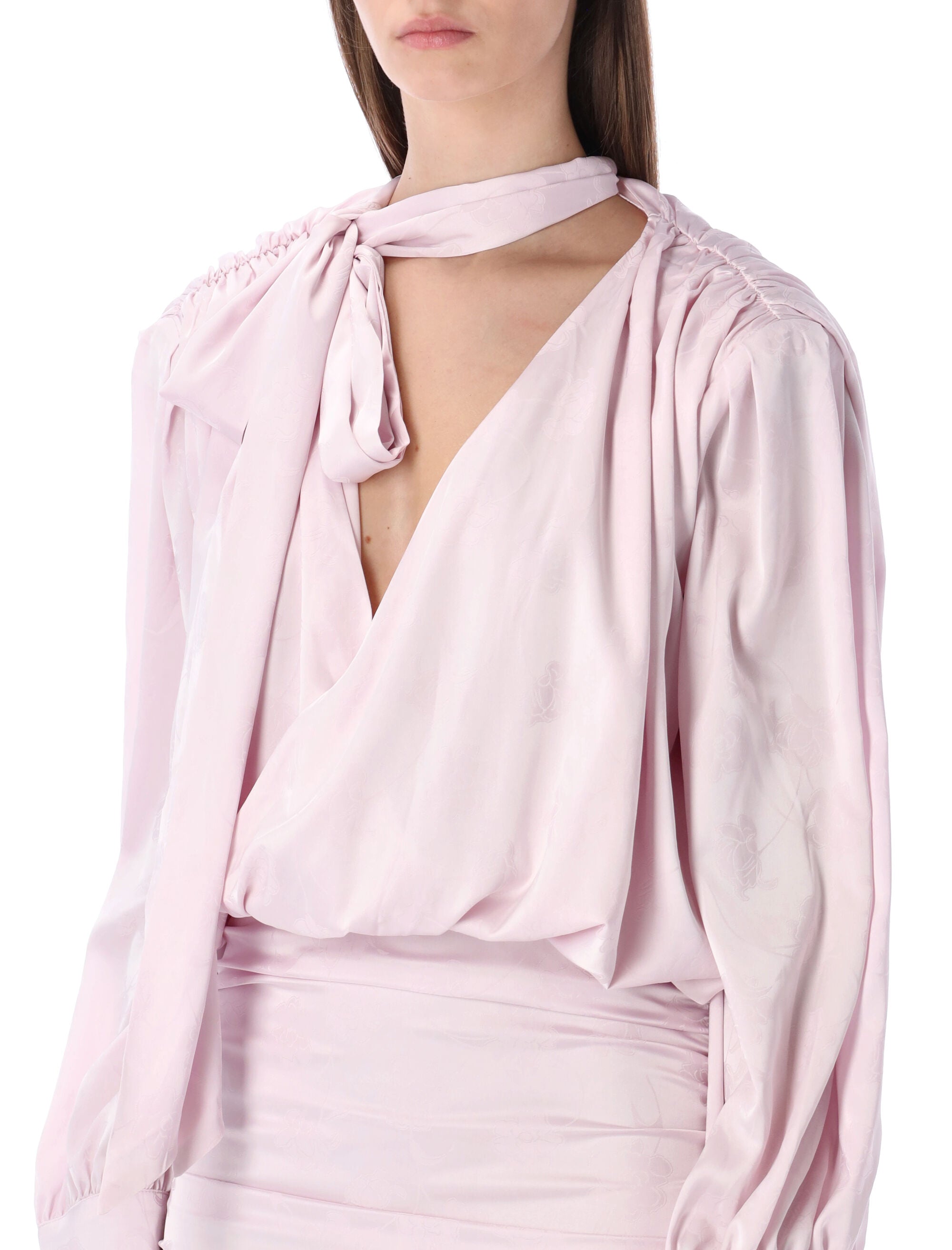 Rotate pink floral jacquard mini dress Orchid Ice Recycled Polyester