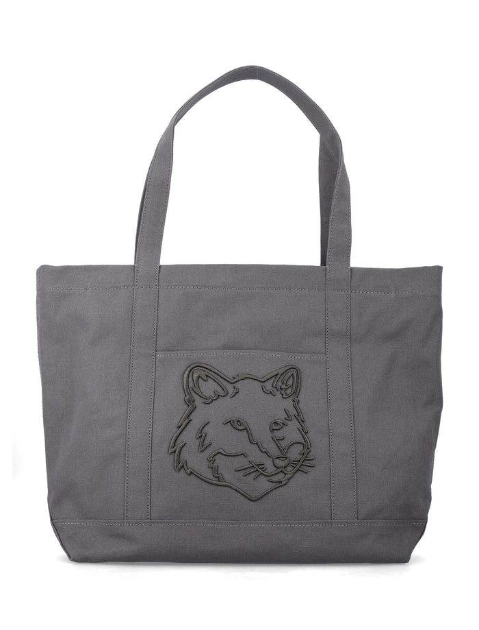 Maison Kitsuné Fox Head Tote Bag Beluga Cotton