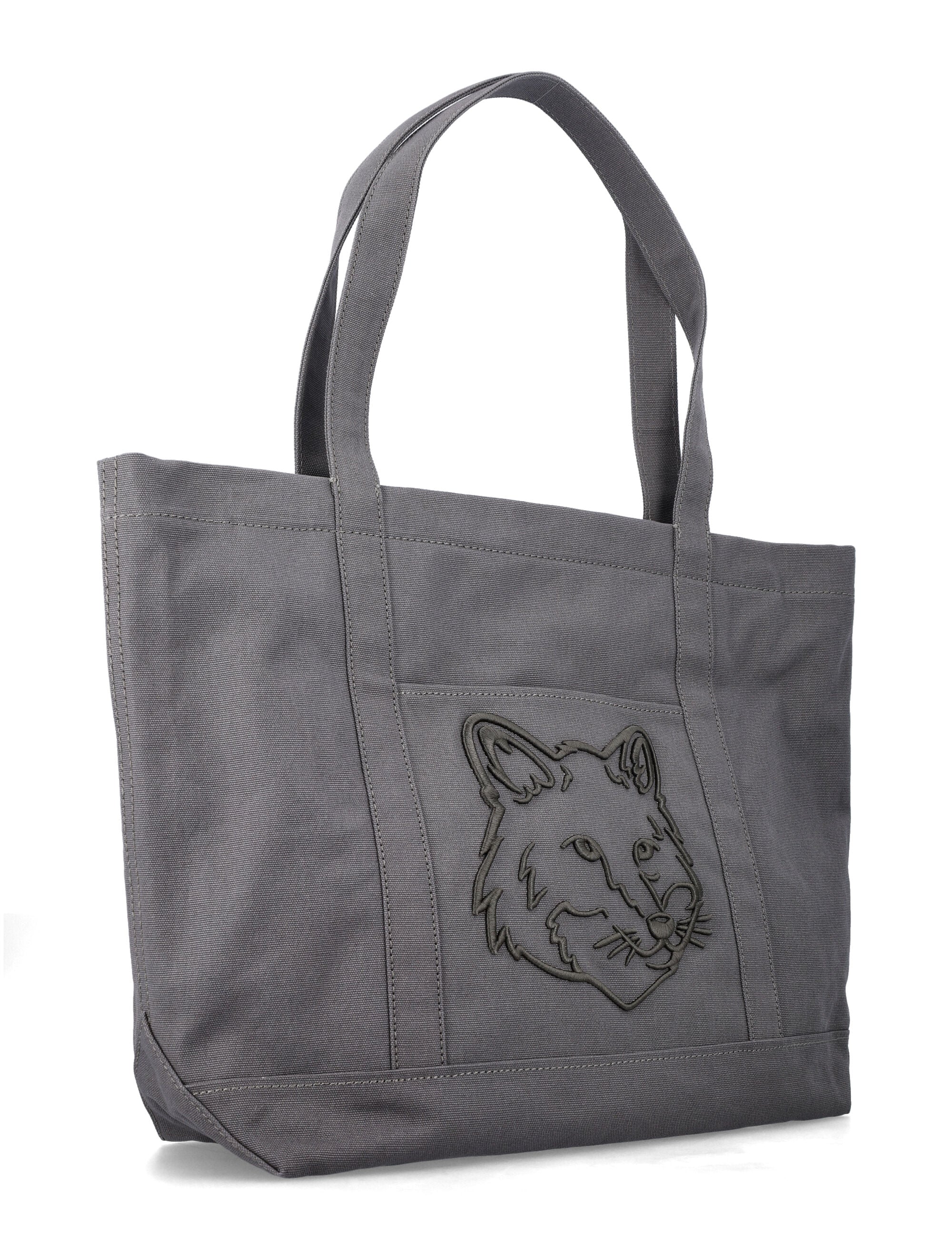 Maison Kitsuné Fox Head Tote Bag Beluga Cotton