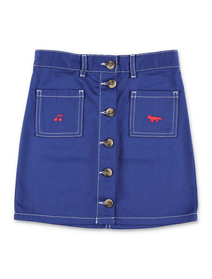 Bonpoint X Maison Kitsuné Laurine Skirt For Girl Navy Cotton