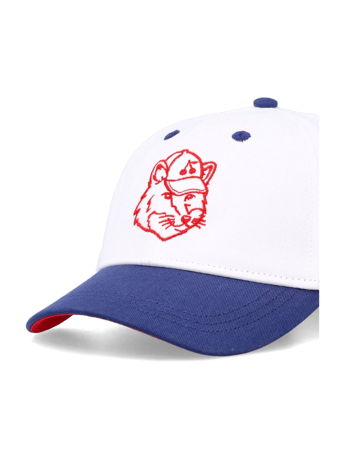 Bonpoint X Maison Kitsuné Girls Fox Cap White Cotton Hat