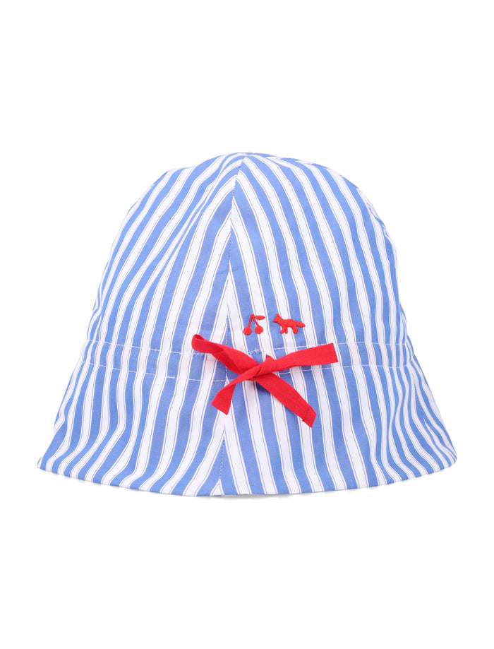 Bonpoint X Maison Kitsuné Girls Striped Hat L.blue Cotton