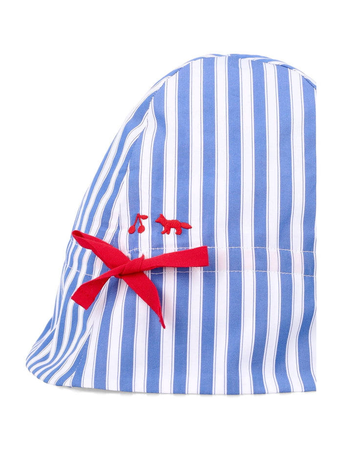 Bonpoint X Maison Kitsuné Girls Striped Hat L.blue Cotton