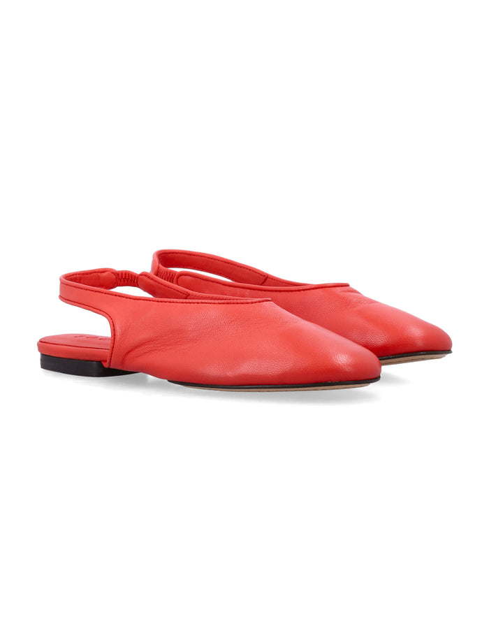 Soeur Emmett Soft Lambskin Slingbacks Red Lamb Leather Flat Shoes