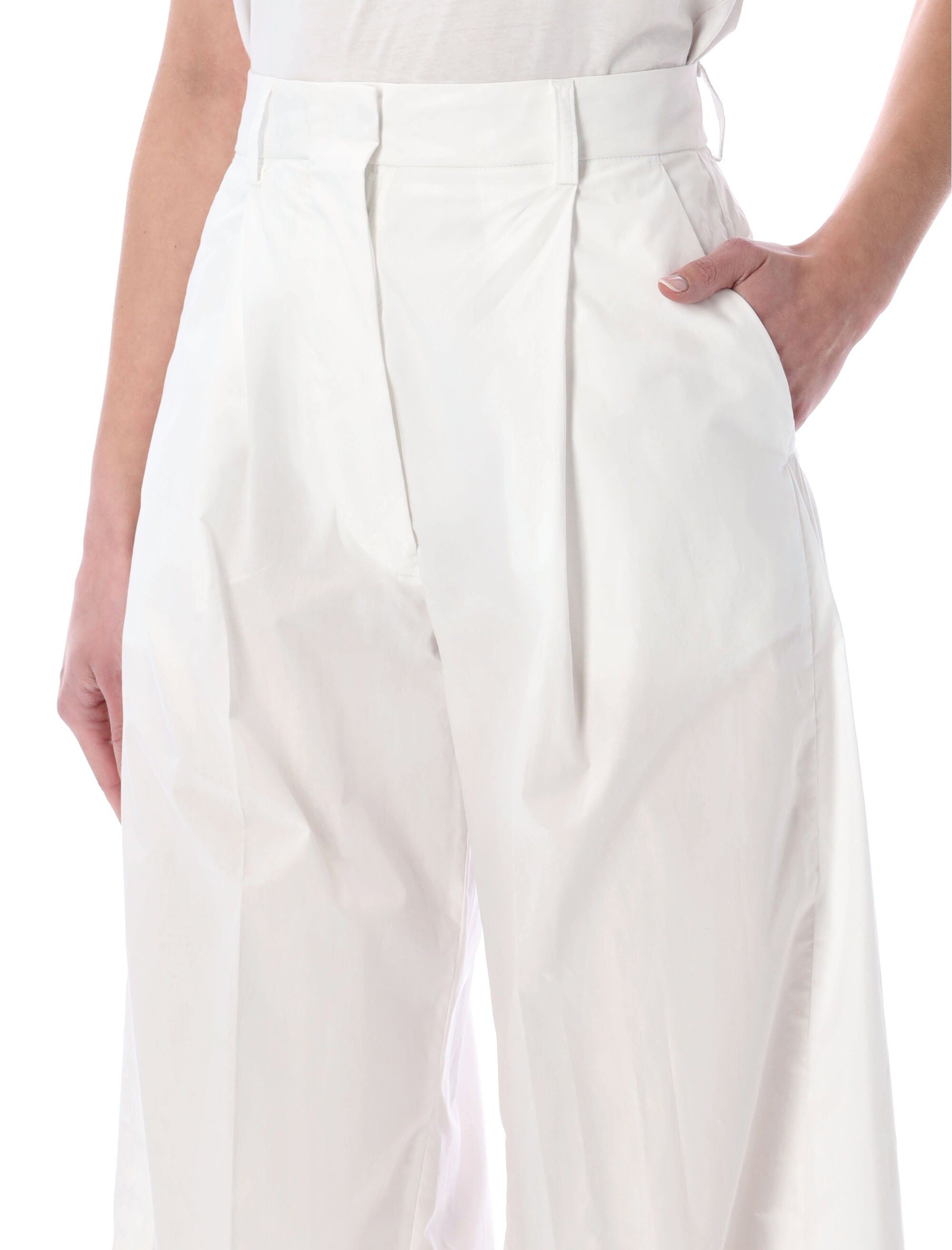 The Latest Billie Poplin Pants White Cotton