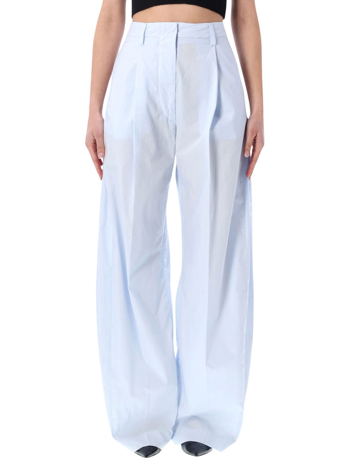 The Latest Billie poplin pants Azzurro Cotton