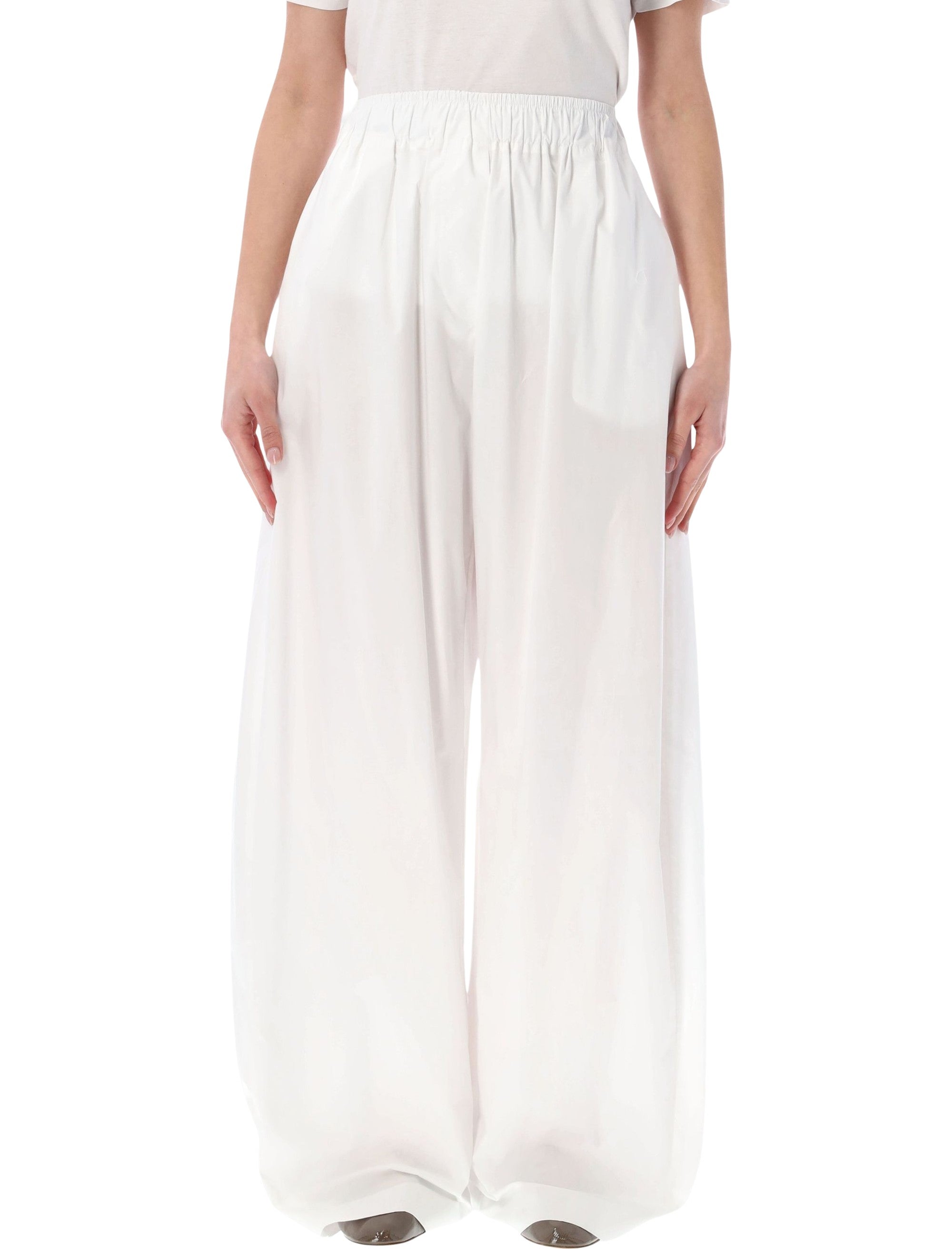 The Latest Dora Elastic Waist Pants White Cotton