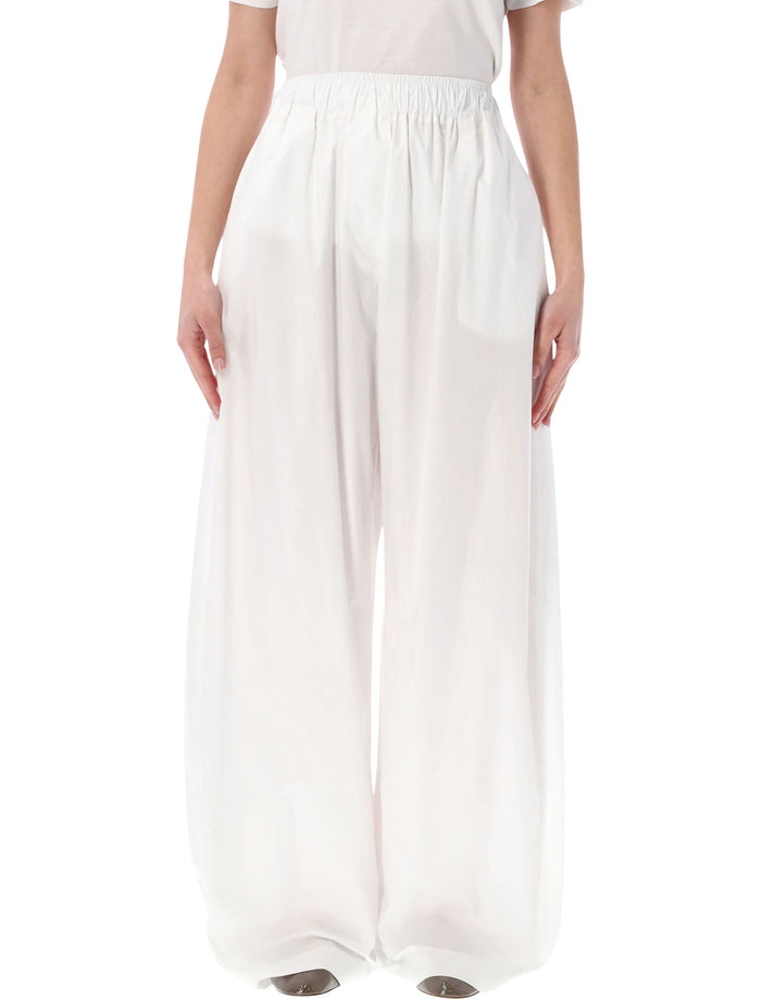 The Latest Dora Elastic Waist Pants White Cotton