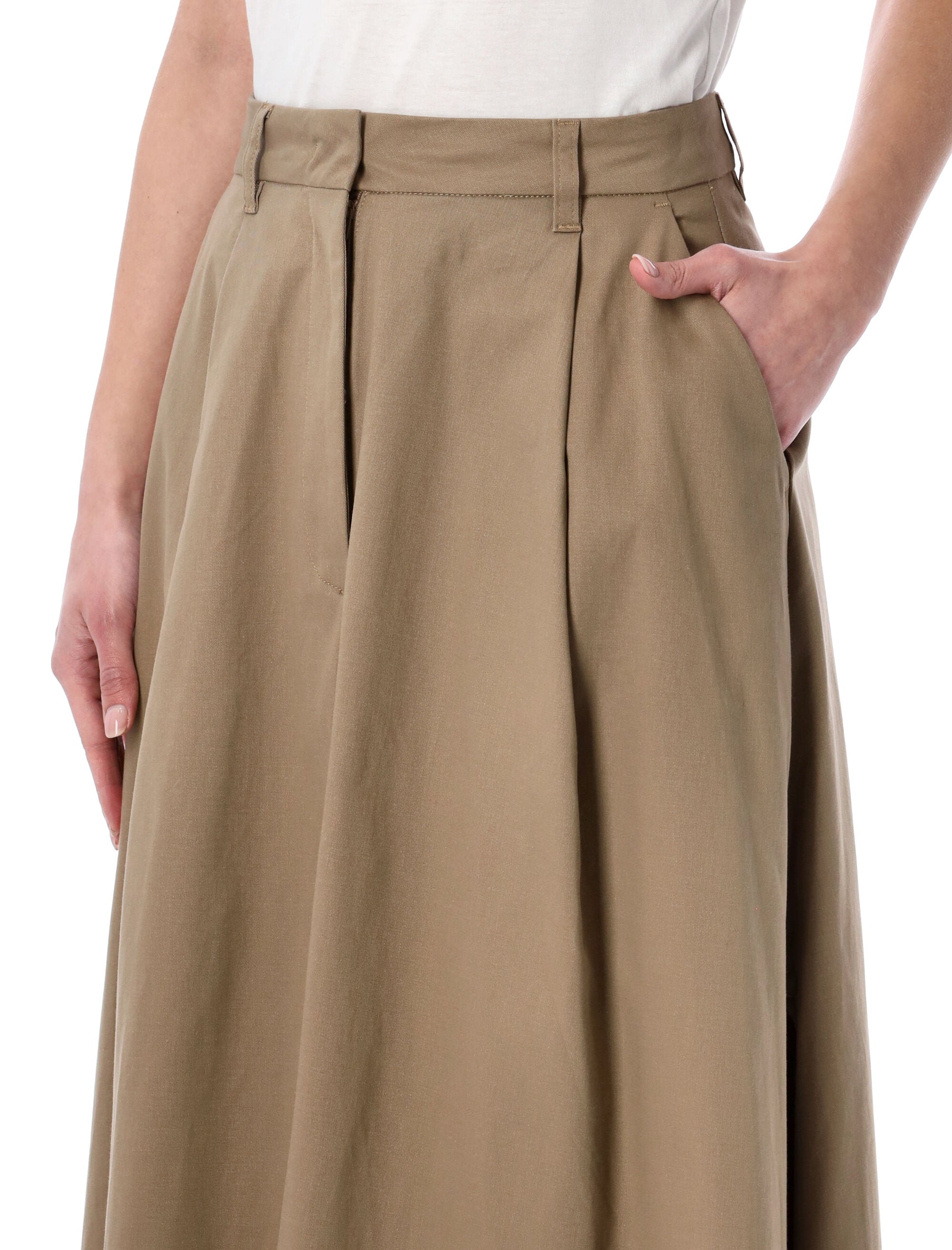 The Latest Daisy Long Skirt Cognac Cotton