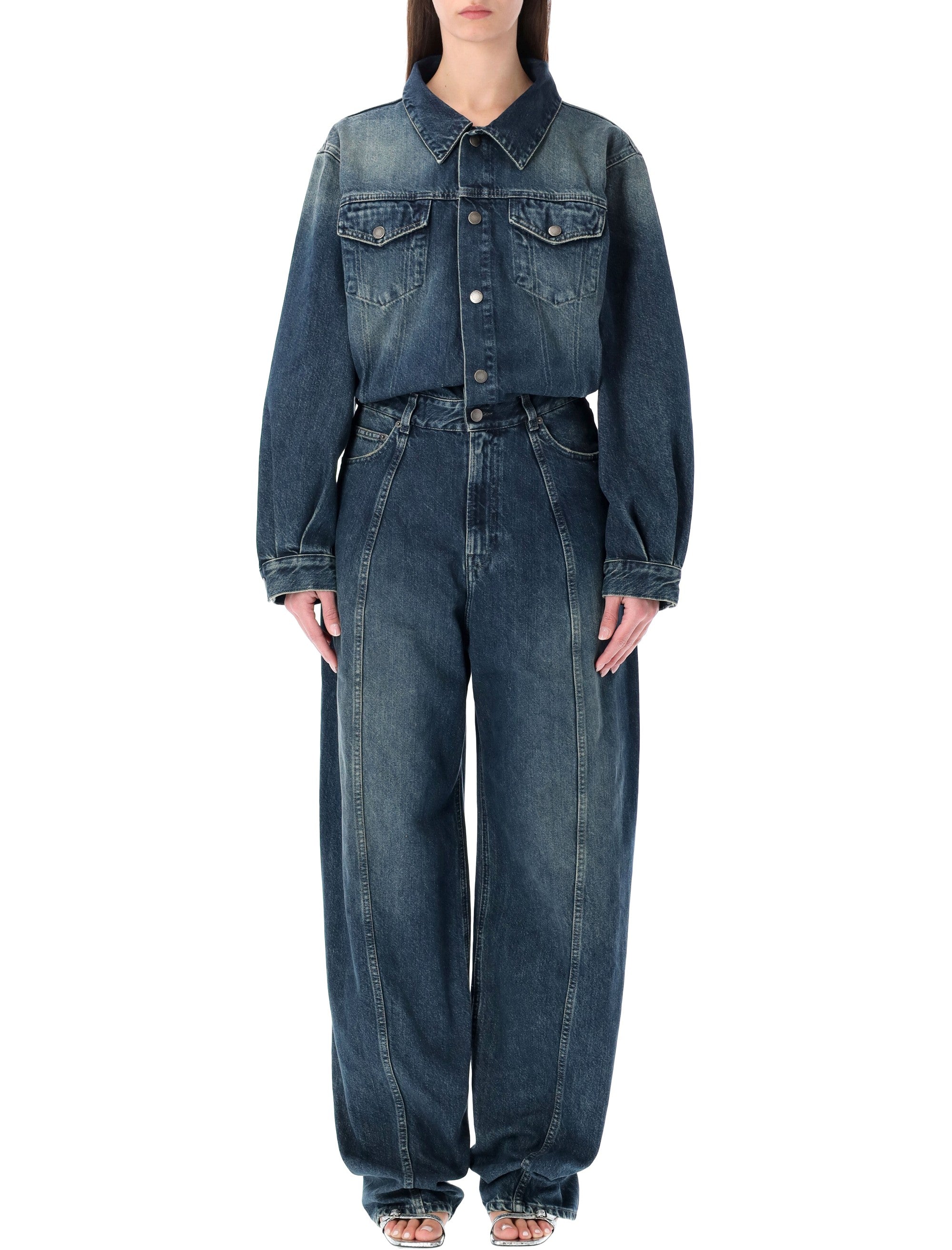 Haikure Amber dark-wash denim jumpsuit Intense Blue Cotton