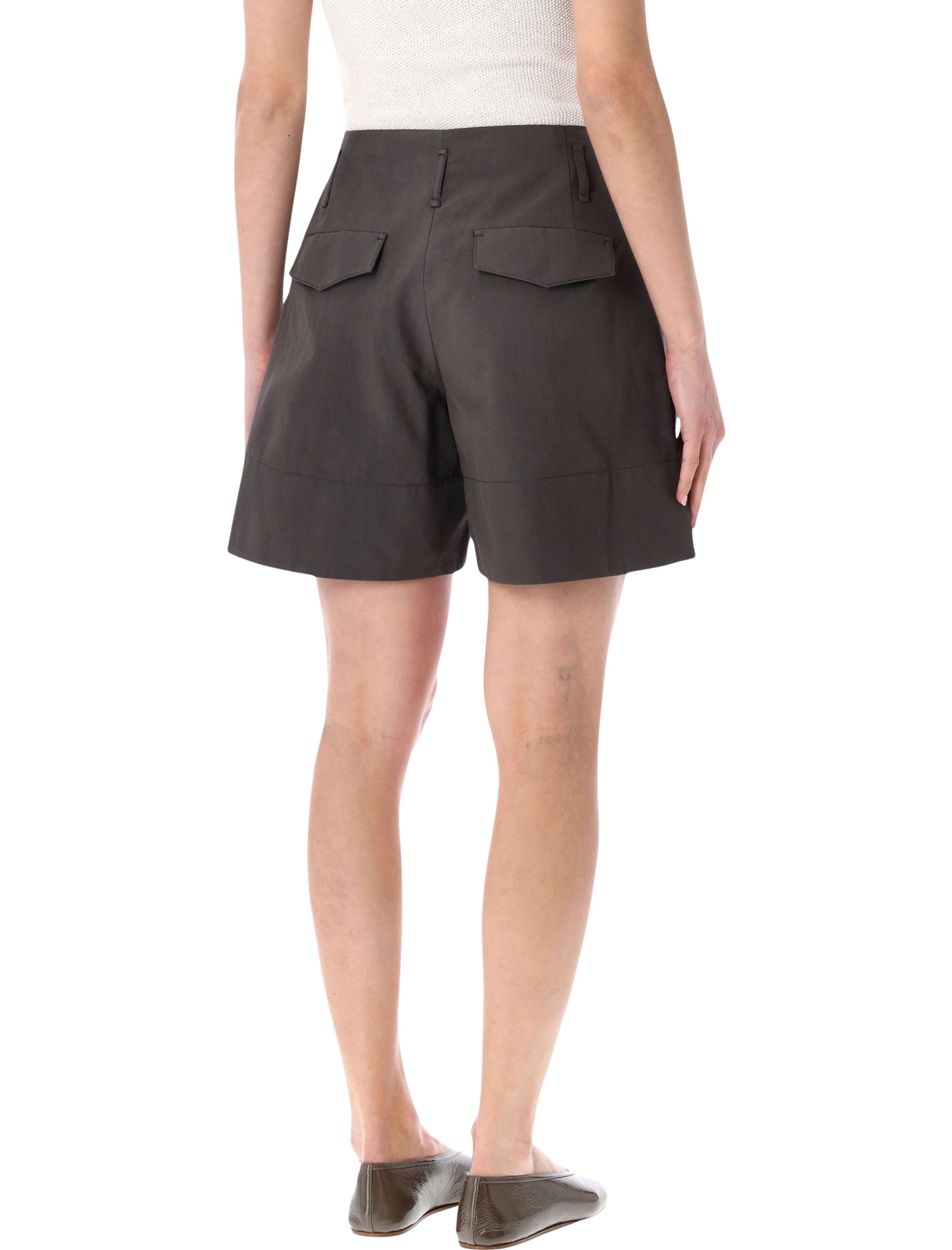 Low Classic Tuck Point Turn-Up Shorts Charcoal Cotton