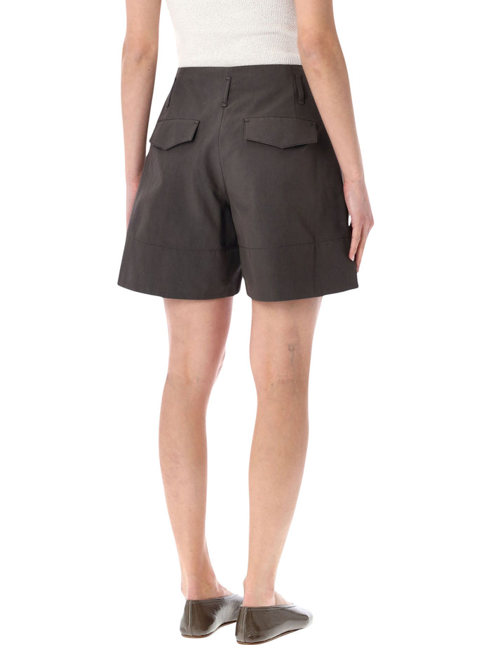Low Classic Tuck Point Turn-Up Shorts Charcoal Cotton