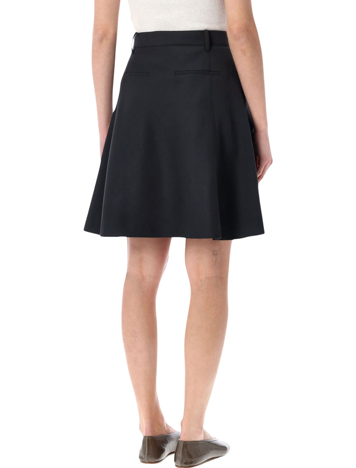 Low Classic Flared Wool-Blend Midi Skirt Charcoal