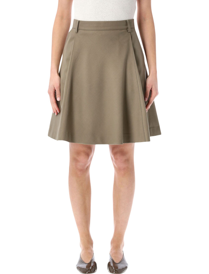 Low Classic Flared Wool-Blend Midi Skirt Khaki Beige