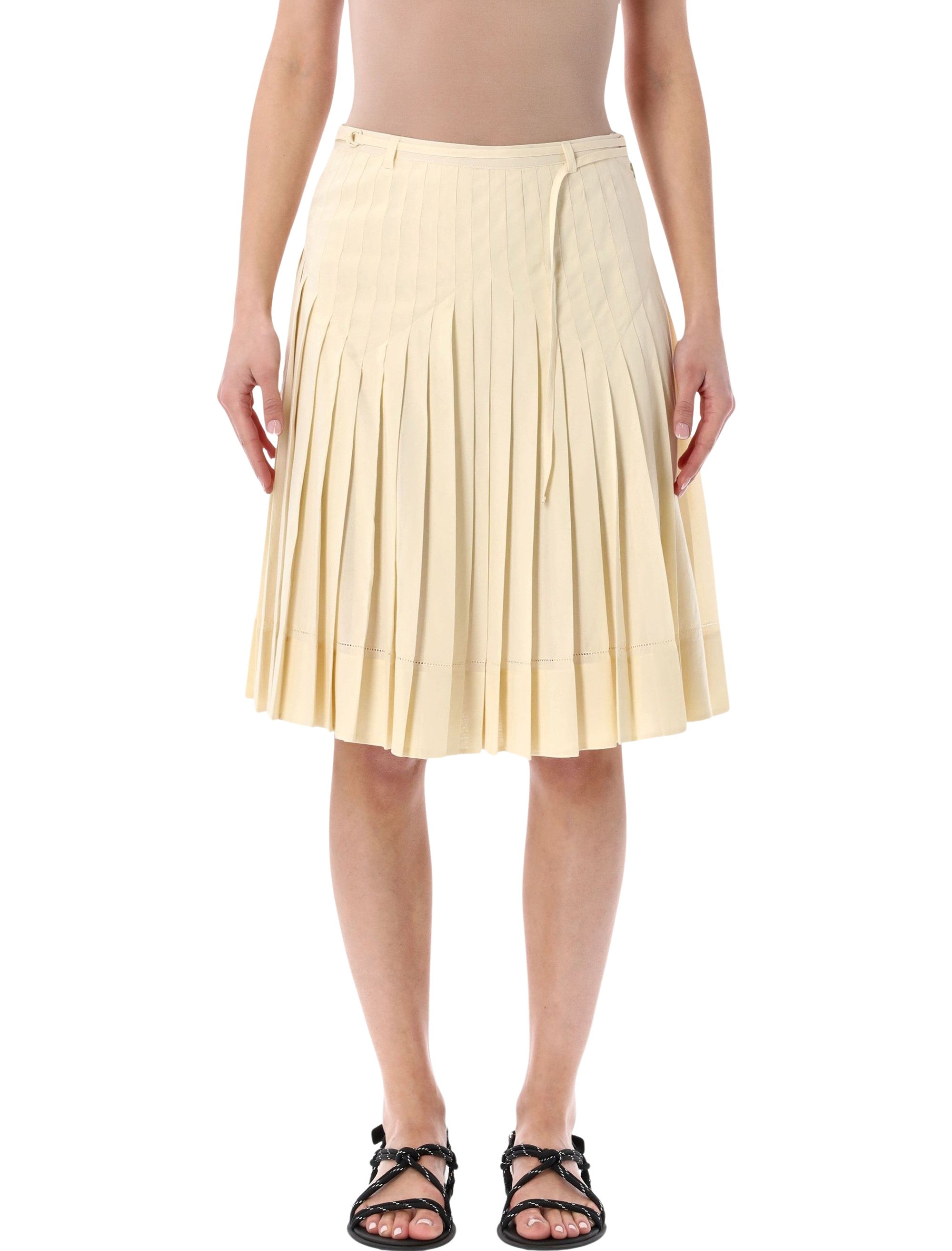 Low Classic pleated mini skirt Cream Rayon