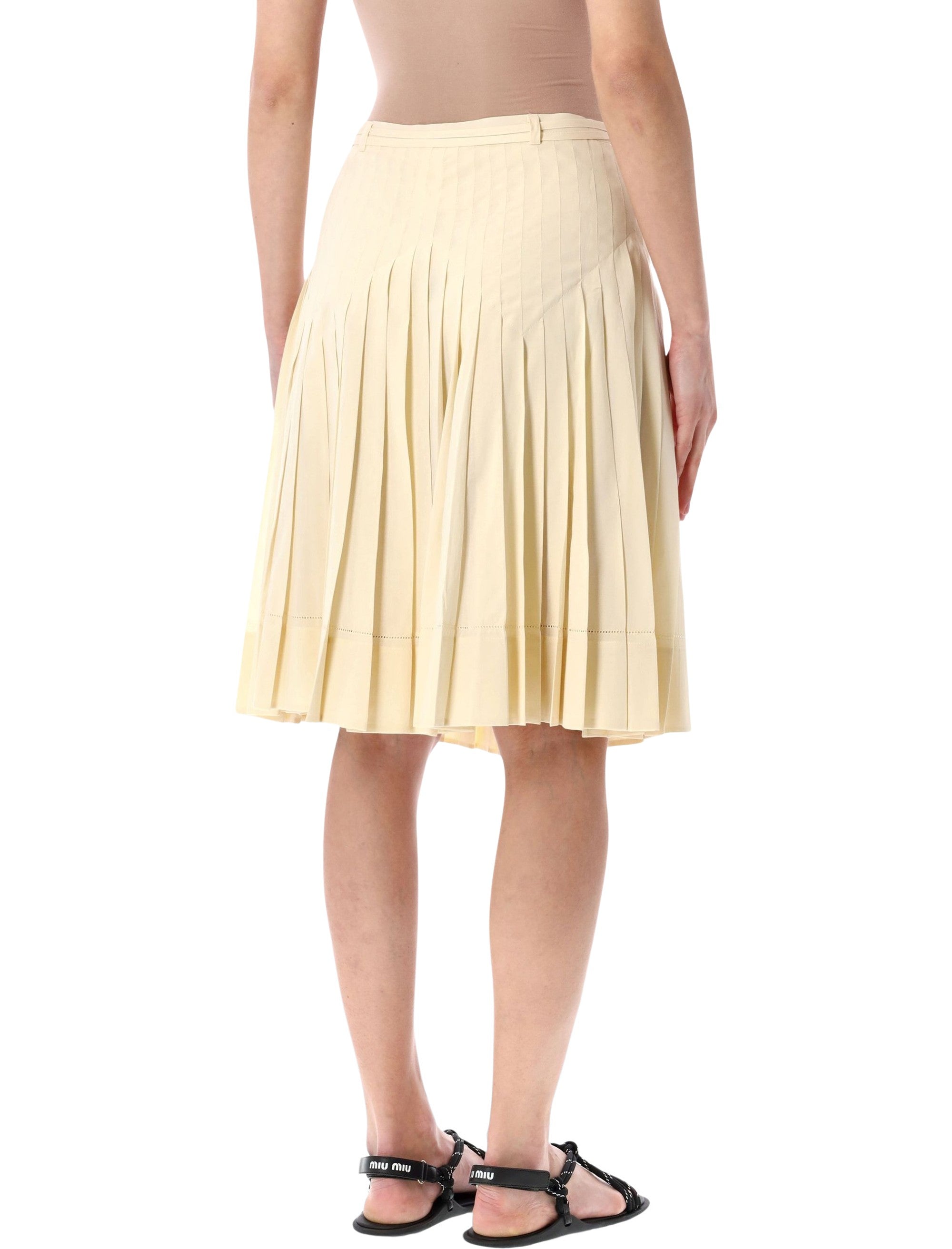 Low Classic pleated mini skirt Cream Rayon