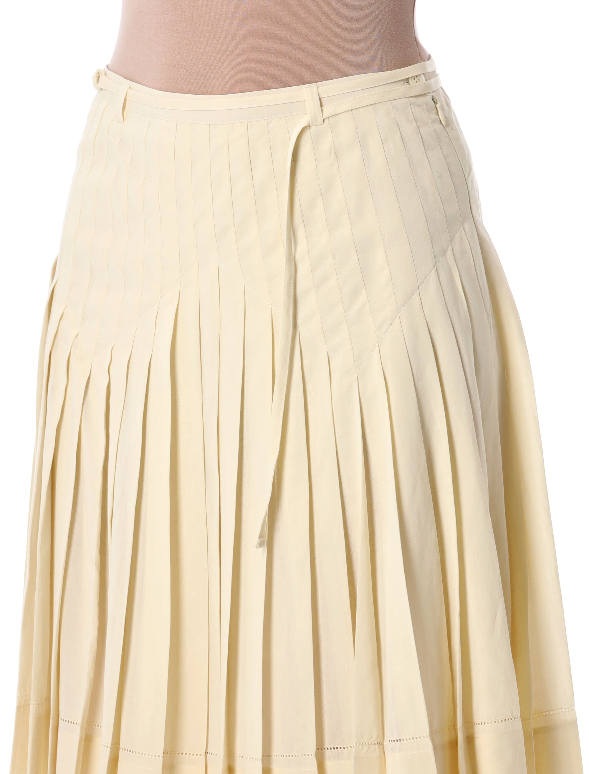 Low Classic pleated mini skirt Cream Rayon