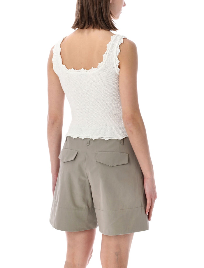 Low Classic Lace-Trim Sleeveless Knit Top White Polyester