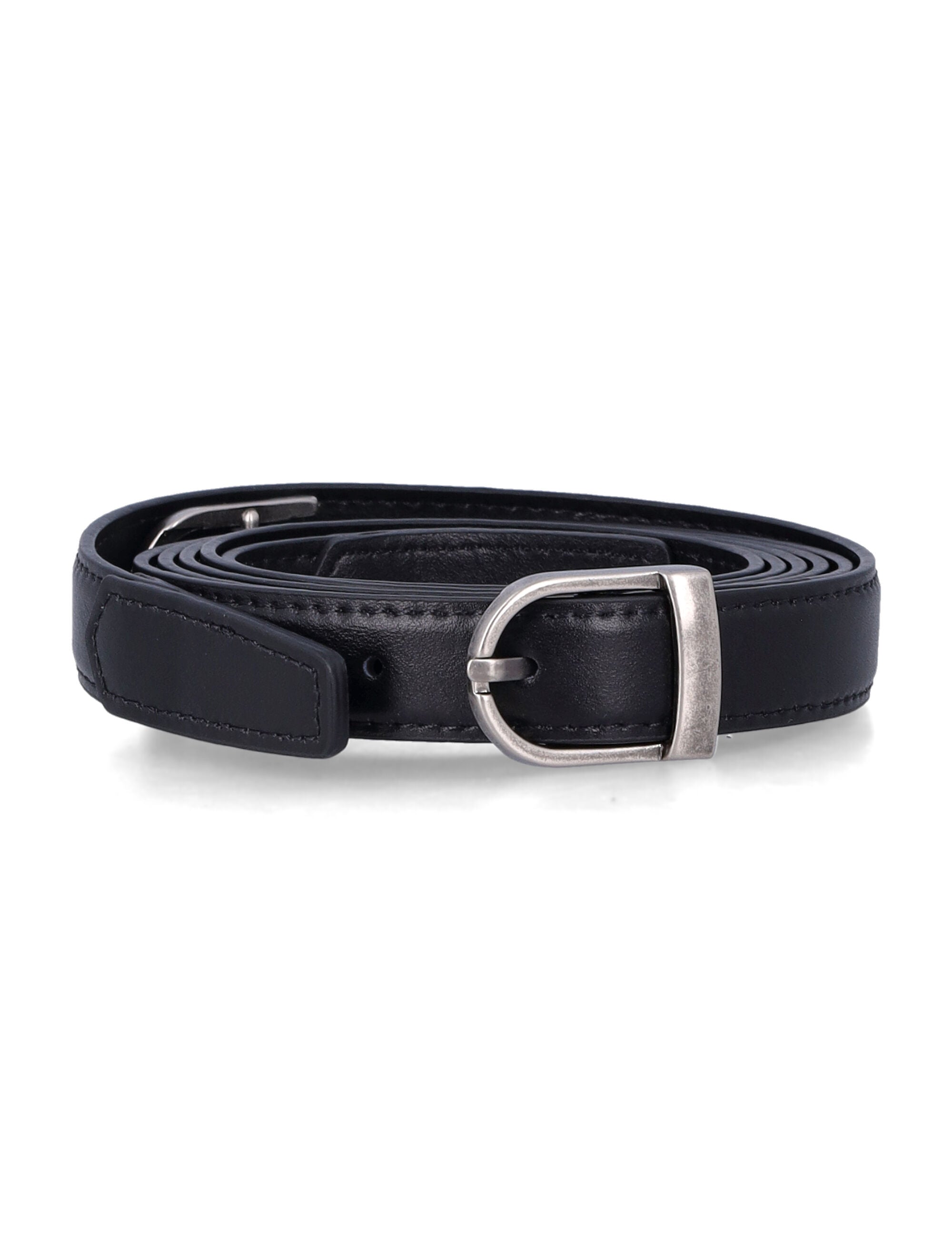 Low Classic leather two-way buckle belt Black Cow