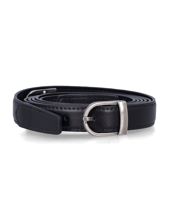 Low Classic leather two-way buckle belt Black Cow