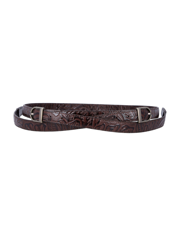 Low Classic leather two-way buckle belt Brown Cow