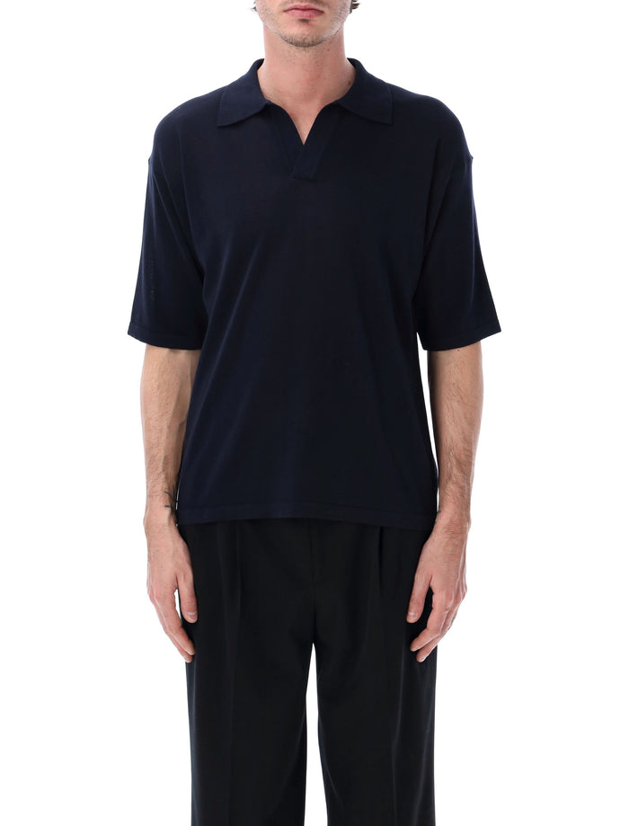 Roberto Collina Cotton Crêpe Polo Navy T-shirt