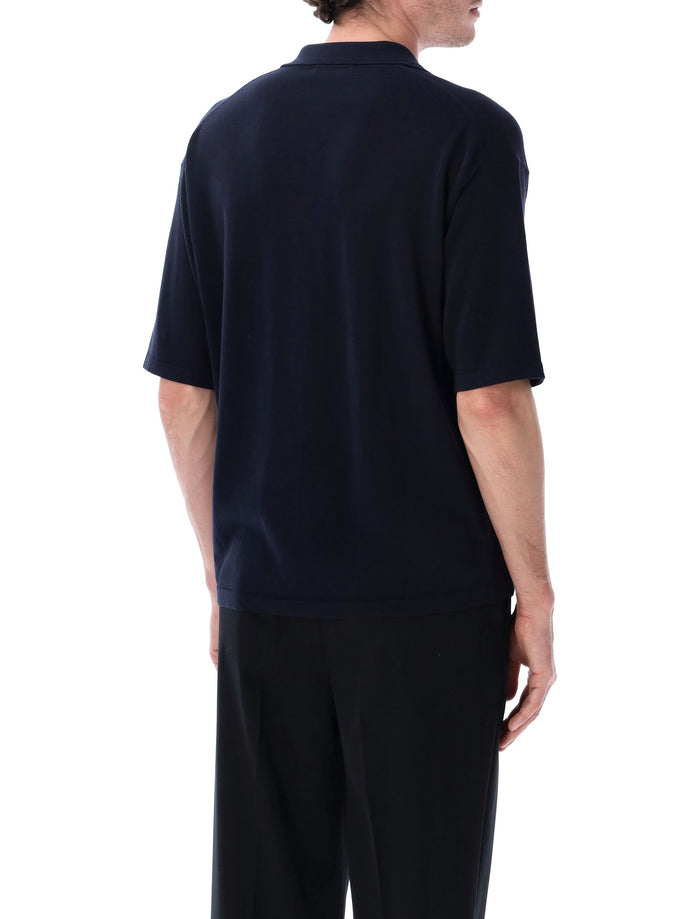 Roberto Collina Cotton Crêpe Polo Navy T-shirt