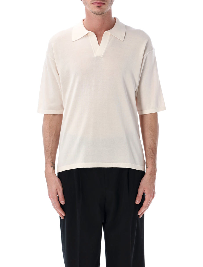 Roberto Collina Cotton Crêpe Polo Ecru T-shirt