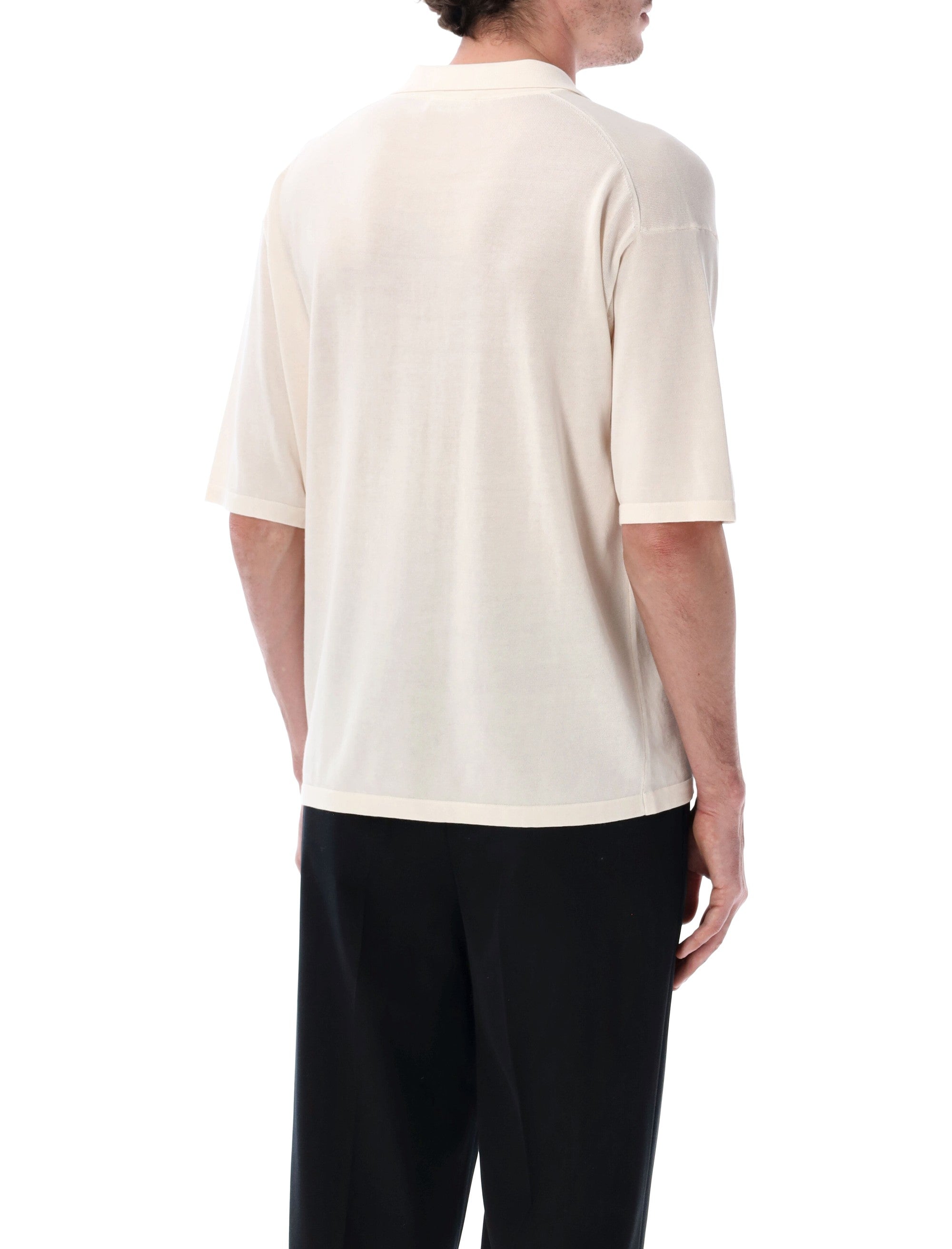 Roberto Collina Cotton Crêpe Polo Ecru T-shirt