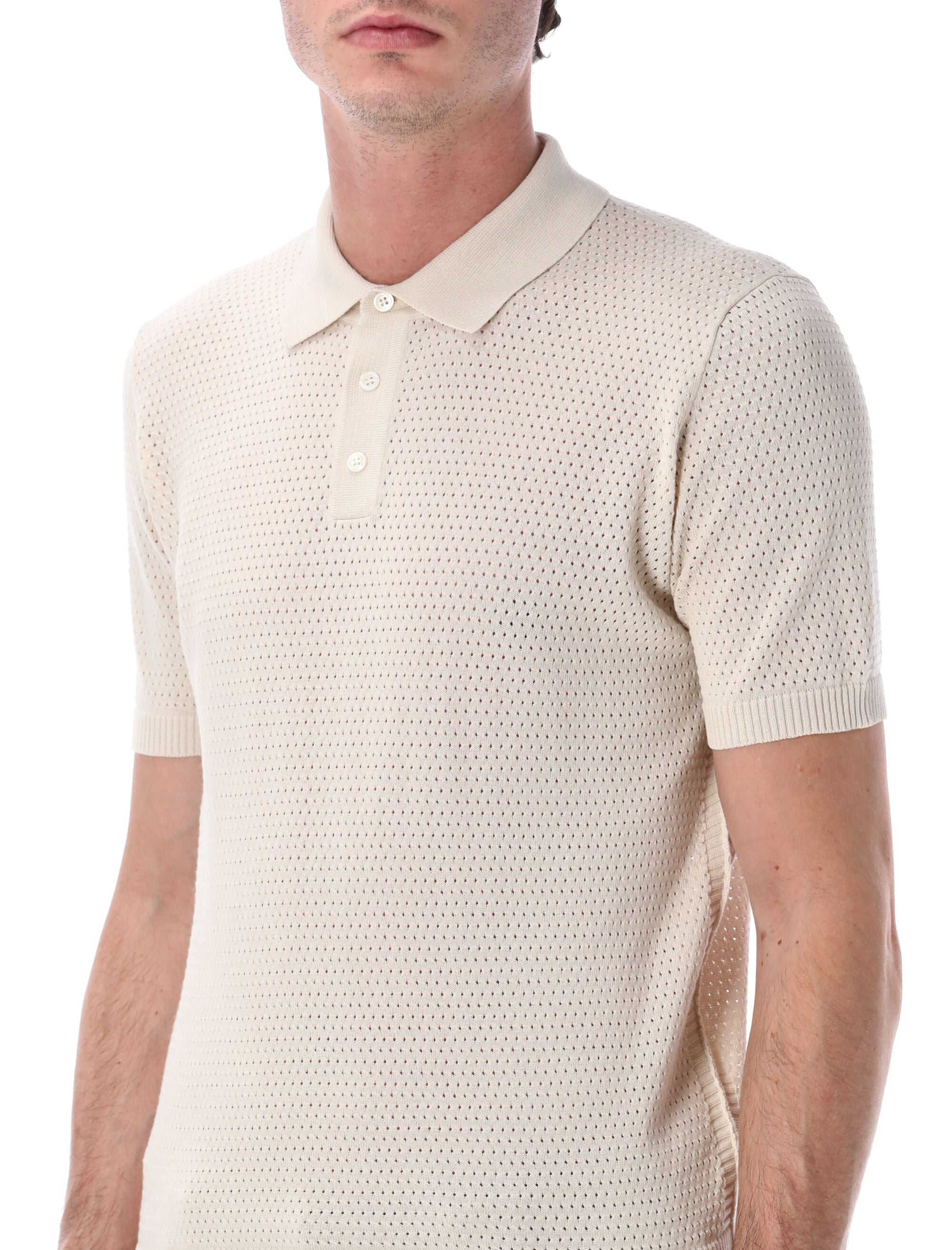 Roberto Collina mesh cotton polo Ecru T-shirt
