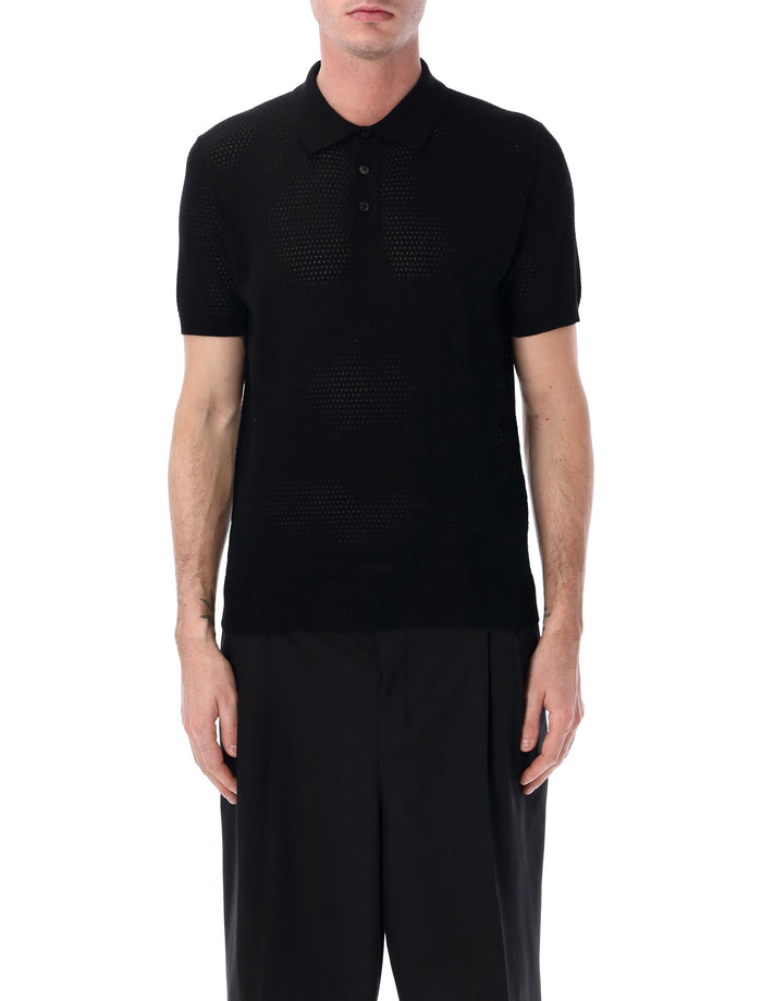 Roberto Collina mesh cotton polo Black T-shirt