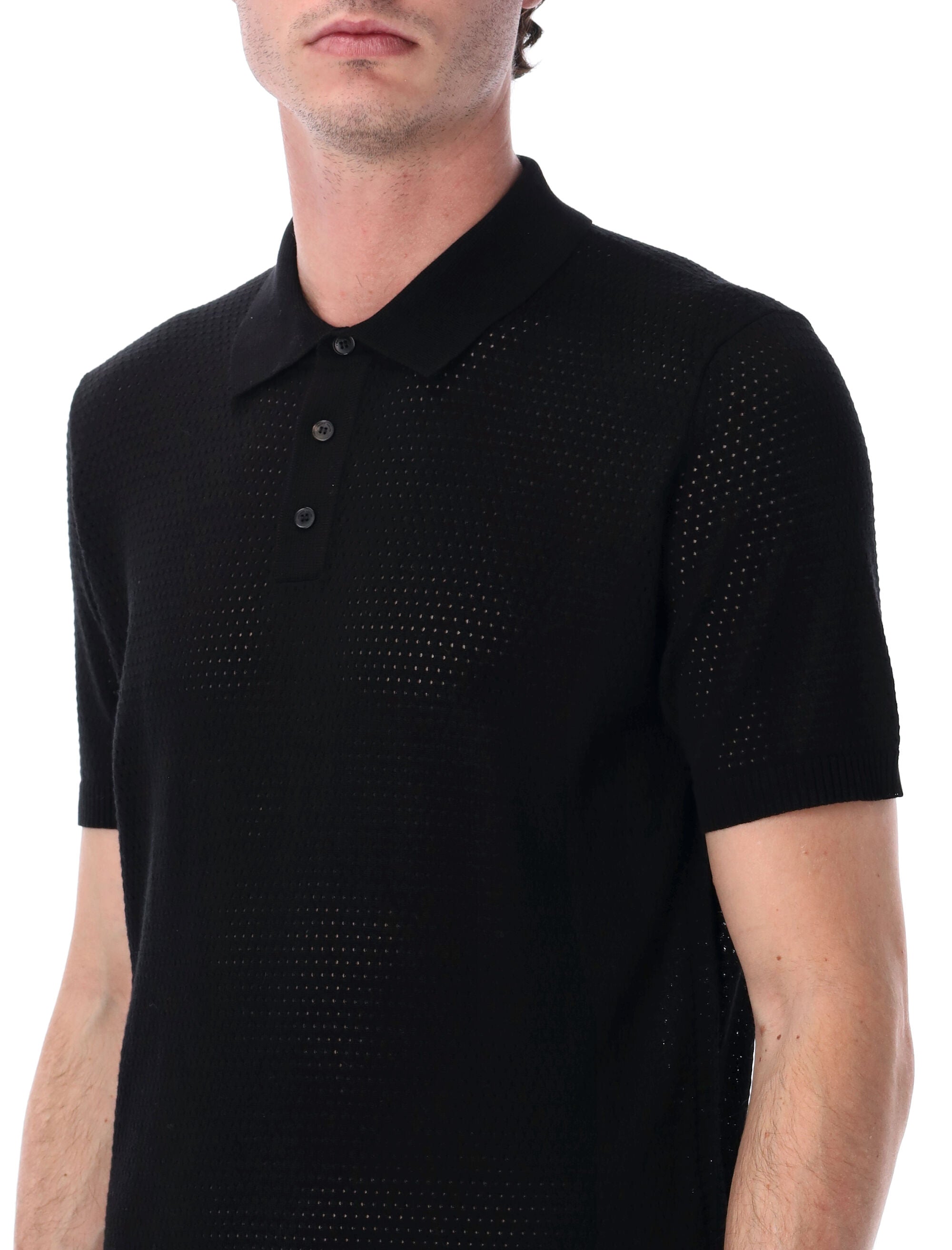 Roberto Collina mesh cotton polo Black T-shirt