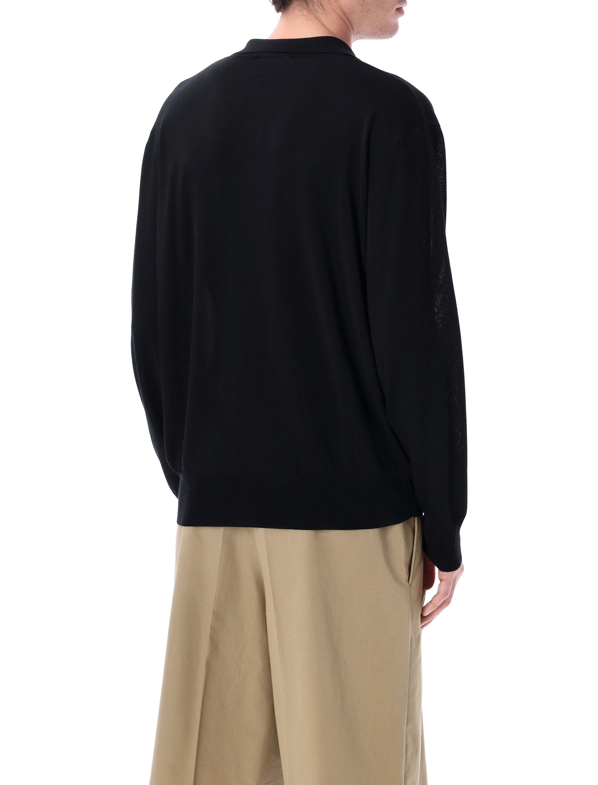 Roberto Collina long sleeve knit polo Black Viscose Sweater