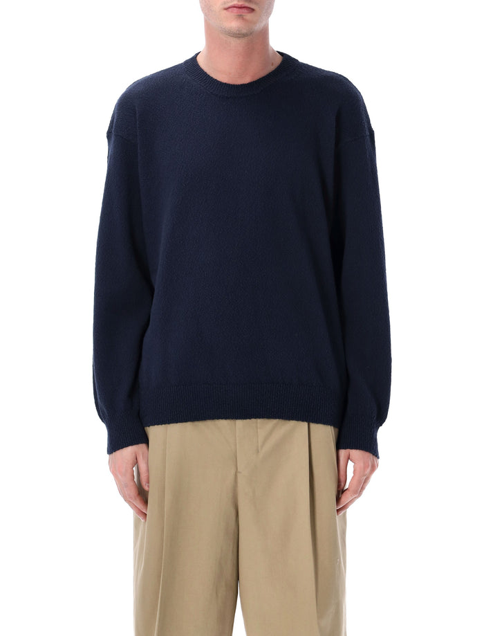 Roberto Collina irregular texture crewneck sweater Navy Cotton