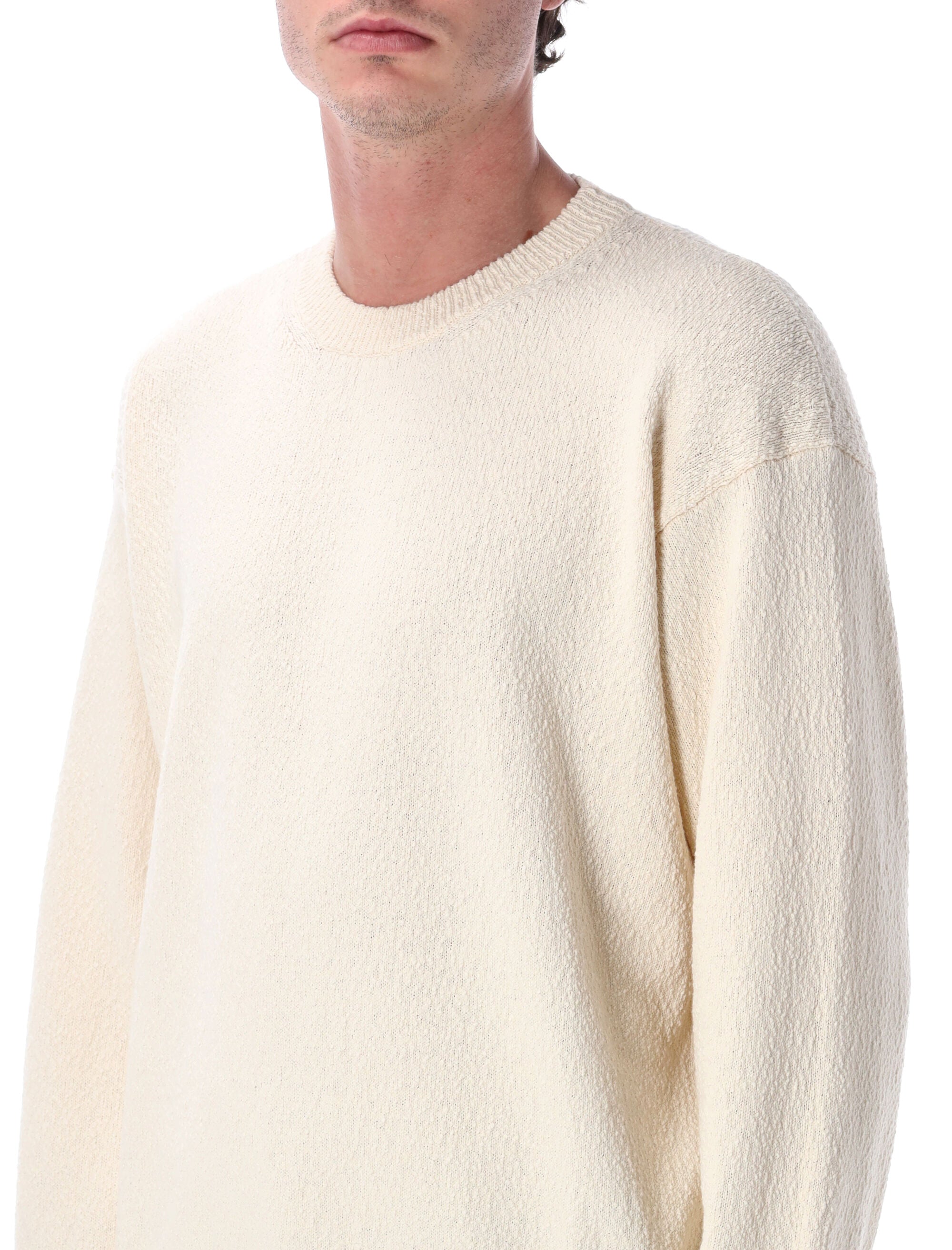 Roberto Collina irregular texture crewneck sweater Ecru Cotton