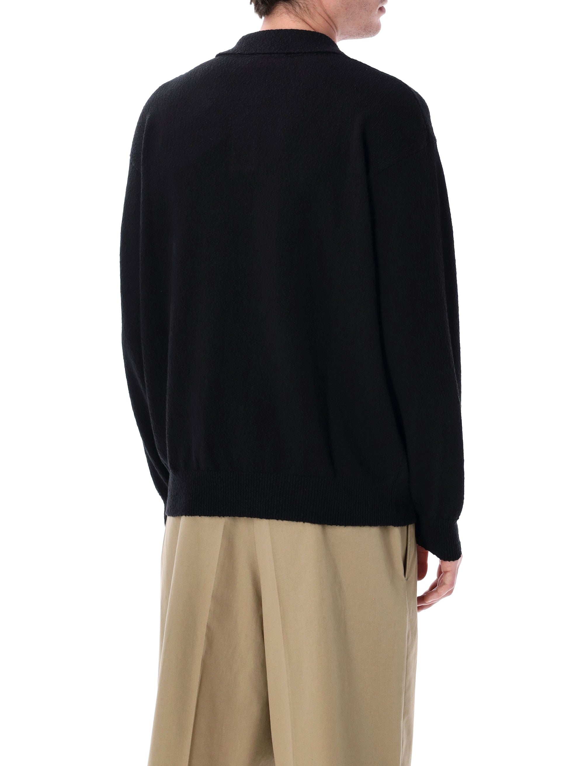 Roberto Collina irregular texture cotton polo Black Sweater